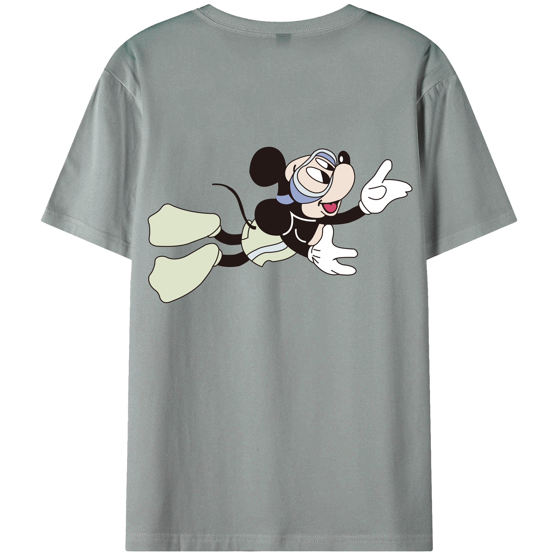 ミッキーマウス Mickey Mouse 綿100％ メンズ半袖Tシャツ（バックプリント） 通気性